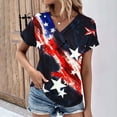 thumbnail image 2 of Top de Verano de las Mujeres Árbol Impresión V-Cuello Casual Manga Corta, Tops Cortos para las Mujeres, 2 of 5