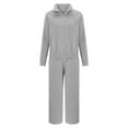 thumbnail image 2 of LEKODE Sweat Pants and Hoodie Set Women Matching Sweat Set Two Piece Tracksuit for Women Lounge Sets for Women Pant Color Sport Suit and Hooded Suits Sets Crop Tops Wide Leg Pant Sets Gray L, 2 of 3