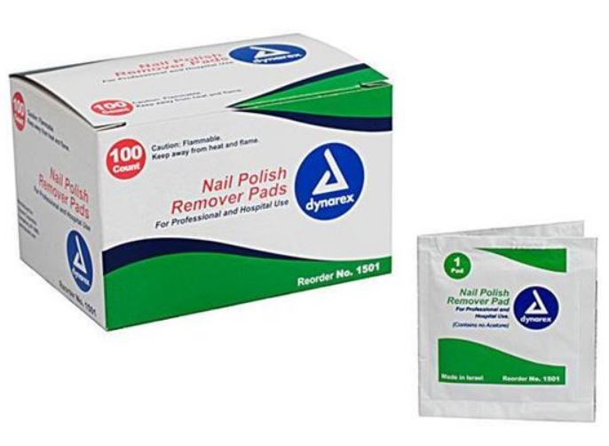 Dynarex Nail Polish Remover Pad 1501, Box of 100