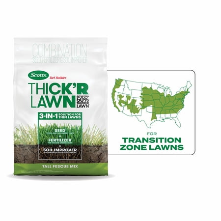 Scotts Turf Builder Thick'R Lawn Tall Fescue Mix, Thickens Thin Grass, 12 lbs.