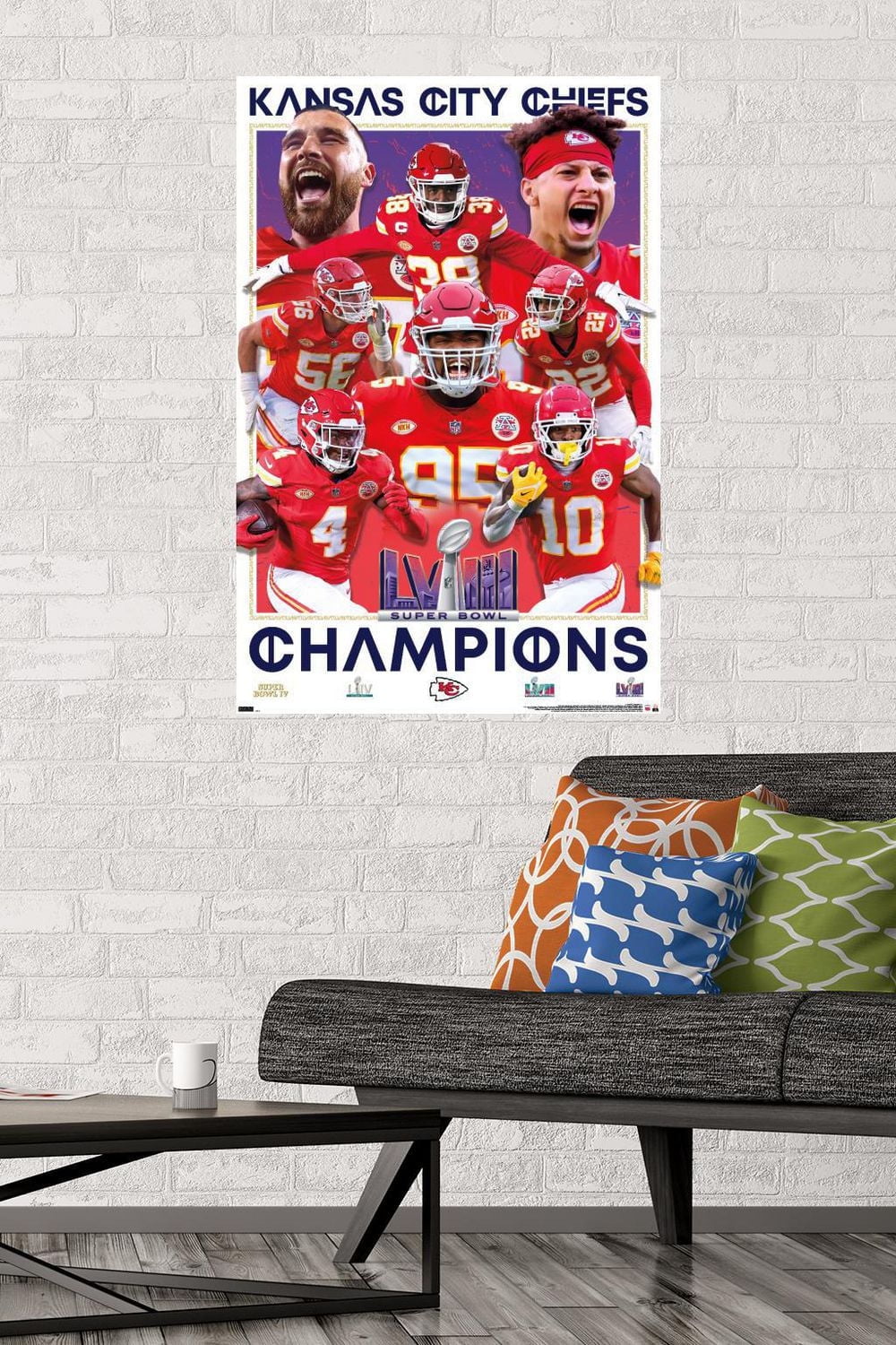 NFL Kansas City Chiefs - Super Bowl LVIII Champions Wall Poster, 14.725" x 22.375" Framed