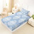 thumbnail image 4 of jejeloiu Soft Damask Twin Sheets For Girls,Delicate Floral Bedding,Light Blue White,3pcs,1 Fitted Sheet and 1 Pillowcase, 4 of 6