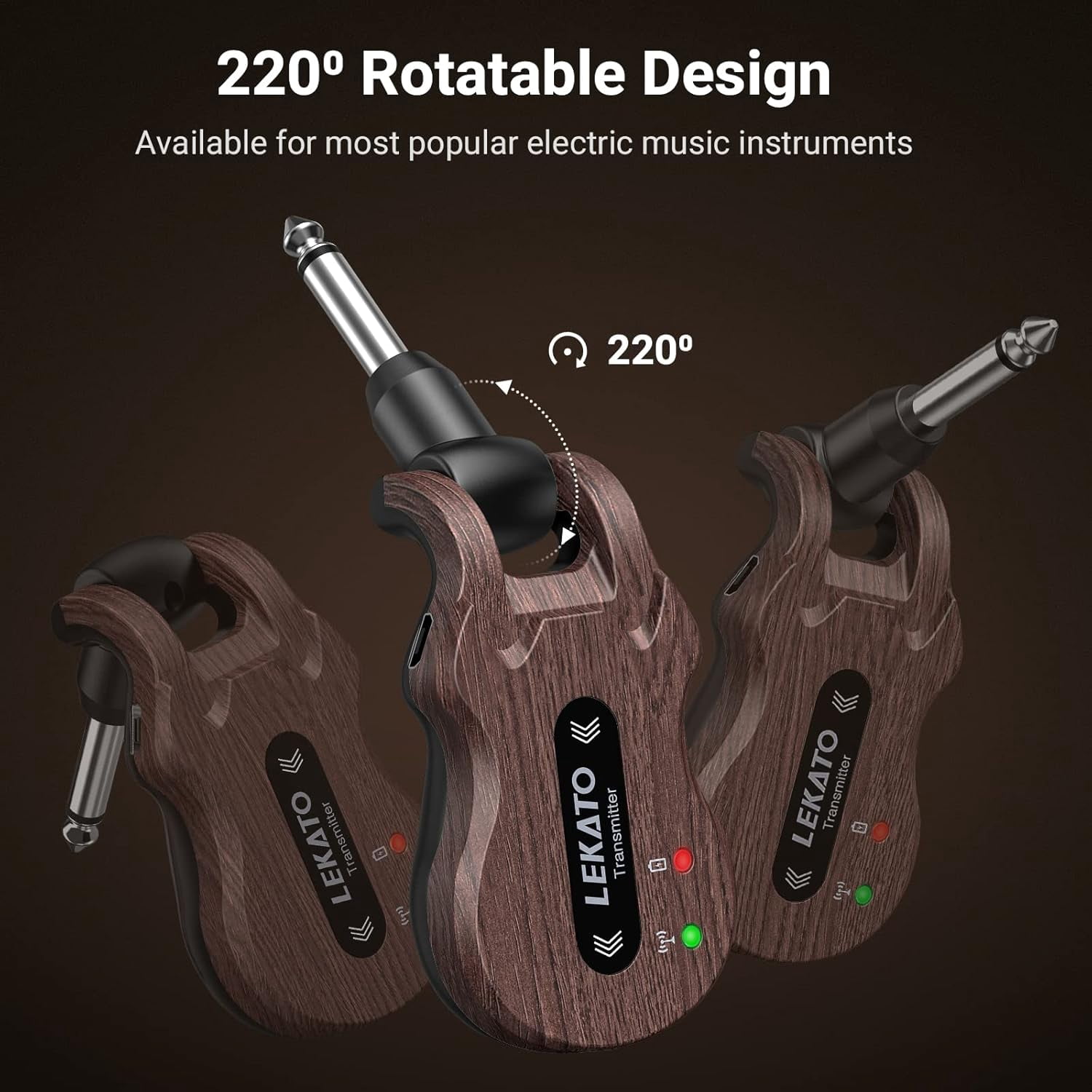 Lekato Wireless Guitar System 5.8 Ghz Stereo Receiver with USB cable 48K/24bit high quality signal