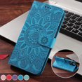 thumbnail image 4 of Mantto Wallet Case for iPhone 12 Pro Max Case with Card Slots Holder Kickstand Embossed PU Leather Magnetic Shockproof Cover with Wrist Strap For iPhone 12 Pro Max,Blue, 4 of 7