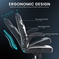 thumbnail image 5 of JONPONY Ergonomic Gaming Desk Chair - Adjustable PU Leather Swivel Racing Chair with Flip-up Armrests for Home Office and Entertainment, Perfect for Adults, Kids, and Gamers, Black White, 5 of 7