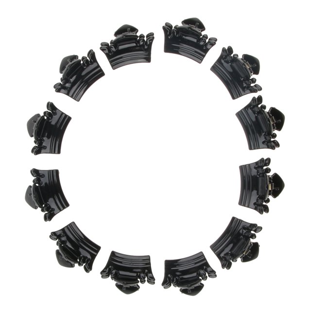 12 piezas Mini pinzas de plástico para el cabello, asas de corona, accesorios para el cabello Negro Sunnimix Mini Crown Garras de pelo