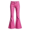 thumbnail image 5 of BOOMNY Girls Leopard Flared Pants Slim Fit Bell Bottom Pants for Kids Trendy High Waist Graphic Y2K Flared Leggings With Pockets, 5 of 5