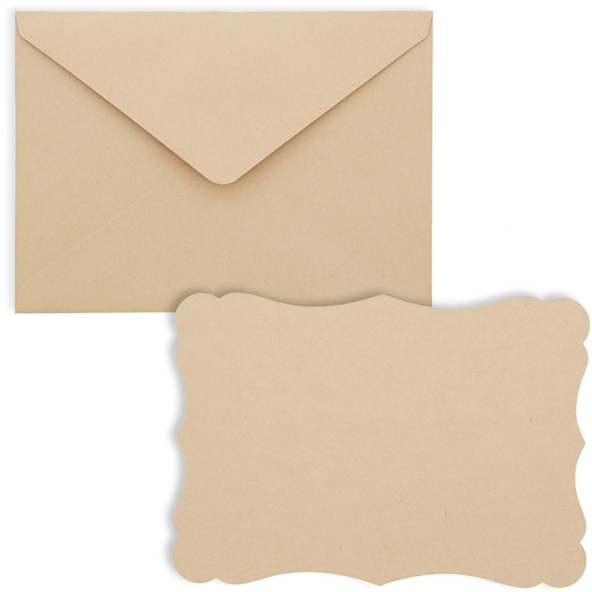 50 Pack Blank Cards with Envelopes, Vintage Die Cut Cardstock for
