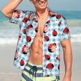 thumbnail image 5 of Yiaed Flowers and Lady Bugs Print Hawaiian Shirt for Men Short Sleeve Button Down Shirts Beach Shirts for Men-Large, 5 of 5