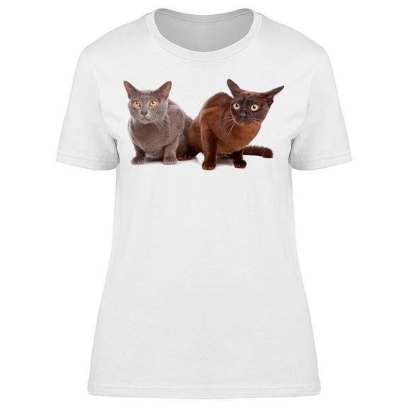 Beautiful Pair Burmese Cats T-Shirt Women -Image by Shutterstock, Female Medium