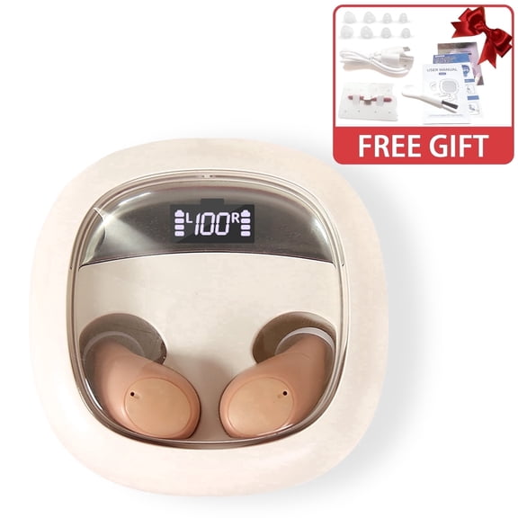 AuyeeSnc Rechargeable Hearing Aids Super Mini True OTC Digital Chip,Big Button,LED Display,Elderly-Friendly for Seniors and Hearing Amplifiers for Hearing Loss,In Ear Nearly Invisible,Auto On/Off