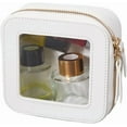 thumbnail image 1 of Neceser pequeño de viaje, estuche de maquillaje transparente, neceser de piel sintética blanca impermeable, 1 of 9