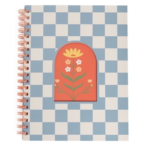 Flower Checkered Spiral Notebook, 8 x 10.5"