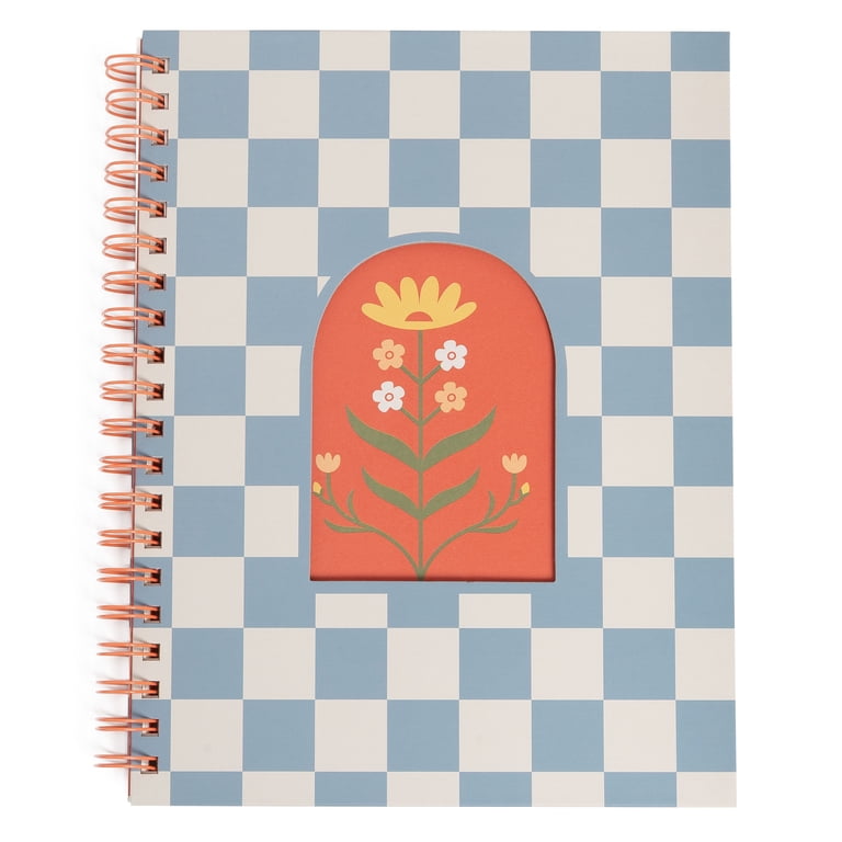 Flower Checkered Spiral Notebook, 8 x 10.5" photo 1