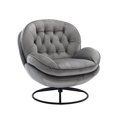 thumbnail image 6 of Accent Chair with Ottoman, Velvet Modern Comfy Chair, Upholstered Leisure Chairs with Black Metal Legs for Bedroom Living Room, Gray, 6 of 10