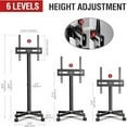 thumbnail image 4 of TV Cart Rolling TV Stand - Mobile TV Stand for 32-65 inch Flat/Curved TVs Holds up to 88 Lbs, Portable TV Stand on Wheels with Tilting for Living Room, Bedroom, Office, Max  400x400mm, 4 of 6