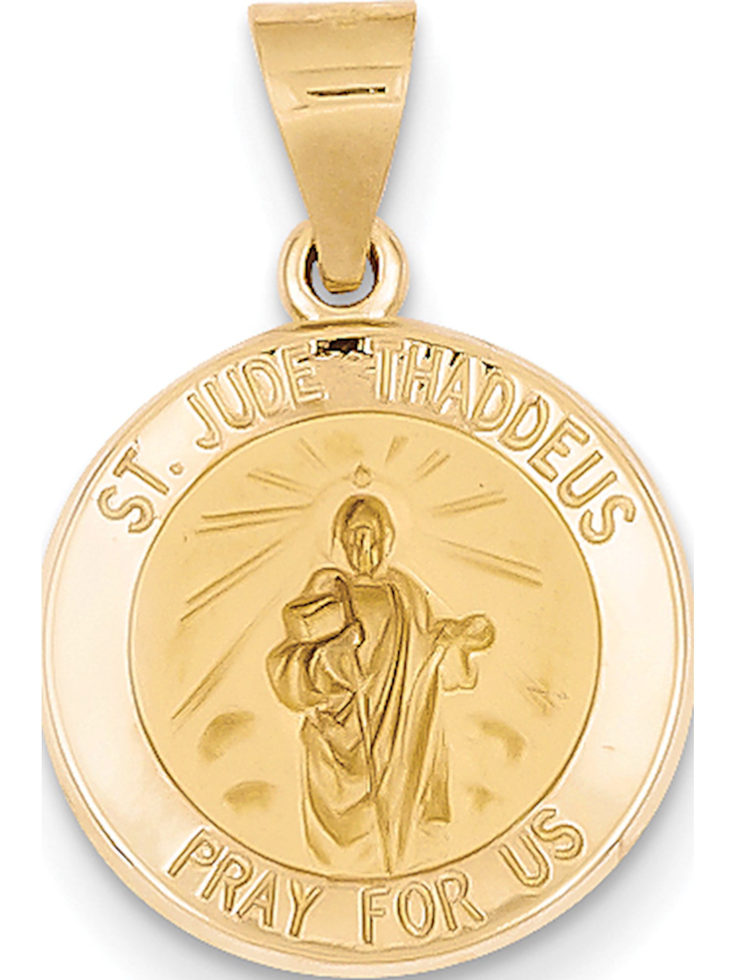 Jude Thaddeus Medal Pendant Mia Diamonds 14k Yellow Gold Polished and Satin St