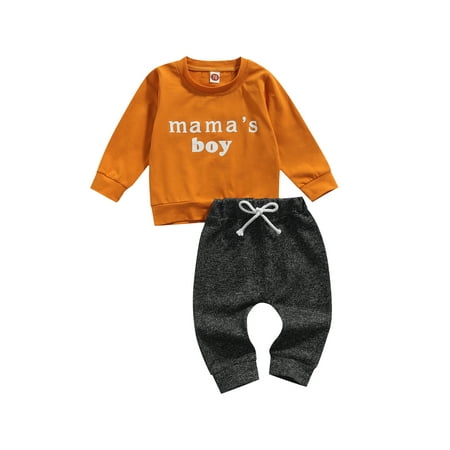 

Dewadbow Toddler Baby Boy Clothes Long Sleeve Pullover Tops Pants Outfits