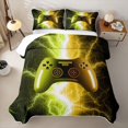 thumbnail image 2 of meiyoeat Neon Lightning Gamer Twin Quilt Set for Teens Boys, Electric Yellow Green Gaming Twin Coverlet Set, 2pcs 1 Bedspread and 1 Pillowcase, 2 of 7