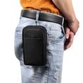 thumbnail image 3 of TOYAN Nylon cell phone bag, belt hanging waist bag, double-layer zipper bag, middle-aged father, old man, easy to work manually, 3 of 5