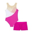thumbnail image 4 of MSemis Kids Girls Gymnastics Dance Leotards 2 Piece Outfits with Athletic Shorts Sets, Size 4-14 Rose 4, 4 of 5