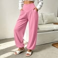 thumbnail image 6 of yeiolnoer Yoga Pants for Women Loose Fit Wide Leg Trousers Stretchy High Waisted Pants for Athletic Workout(Pink,Large), 6 of 7
