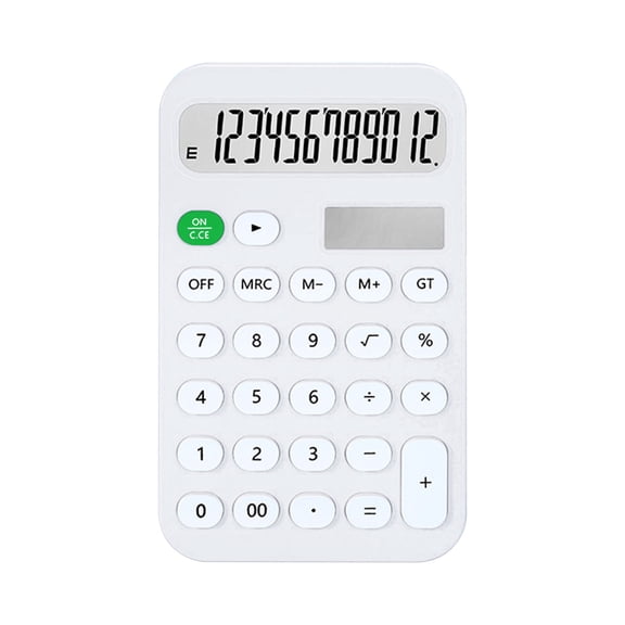 Hvmvliv Calculator Computing Counter Large-Screen 12-Bit Calculator Portable Beautiful and Lovely Calculator with Solar Charging White