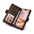 thumbnail image 5 of for iPhone 16 Wallet Case, Pattern PU Leather Purse Phone Case with [Credit Card Slots] [Wrist Strap] Flip Stand Shockproof Full Body Protective Cover for iPhone 16, Coffee, 5 of 10