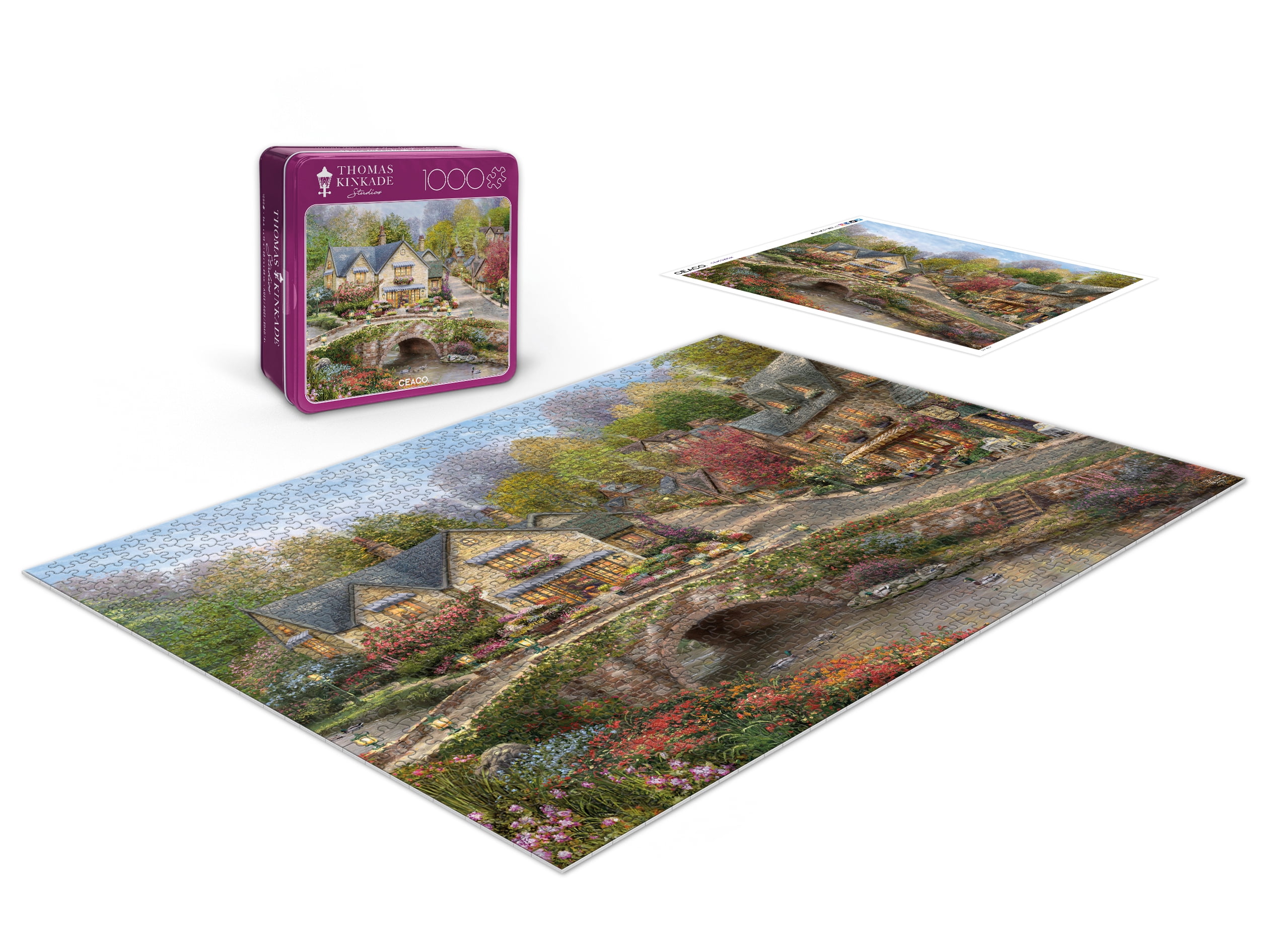 Ceaco Summer in Cobblestone Village 1000-Piece Interlocking Jigsaw Puzzles for Adults Ages 14+