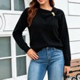 thumbnail image 4 of IUYRTFE Women Round Neck Solid Color Knit Sweater Loose Fit Long Sleeve Pullover Top for Fall Winter Casual Wear, 4 of 9