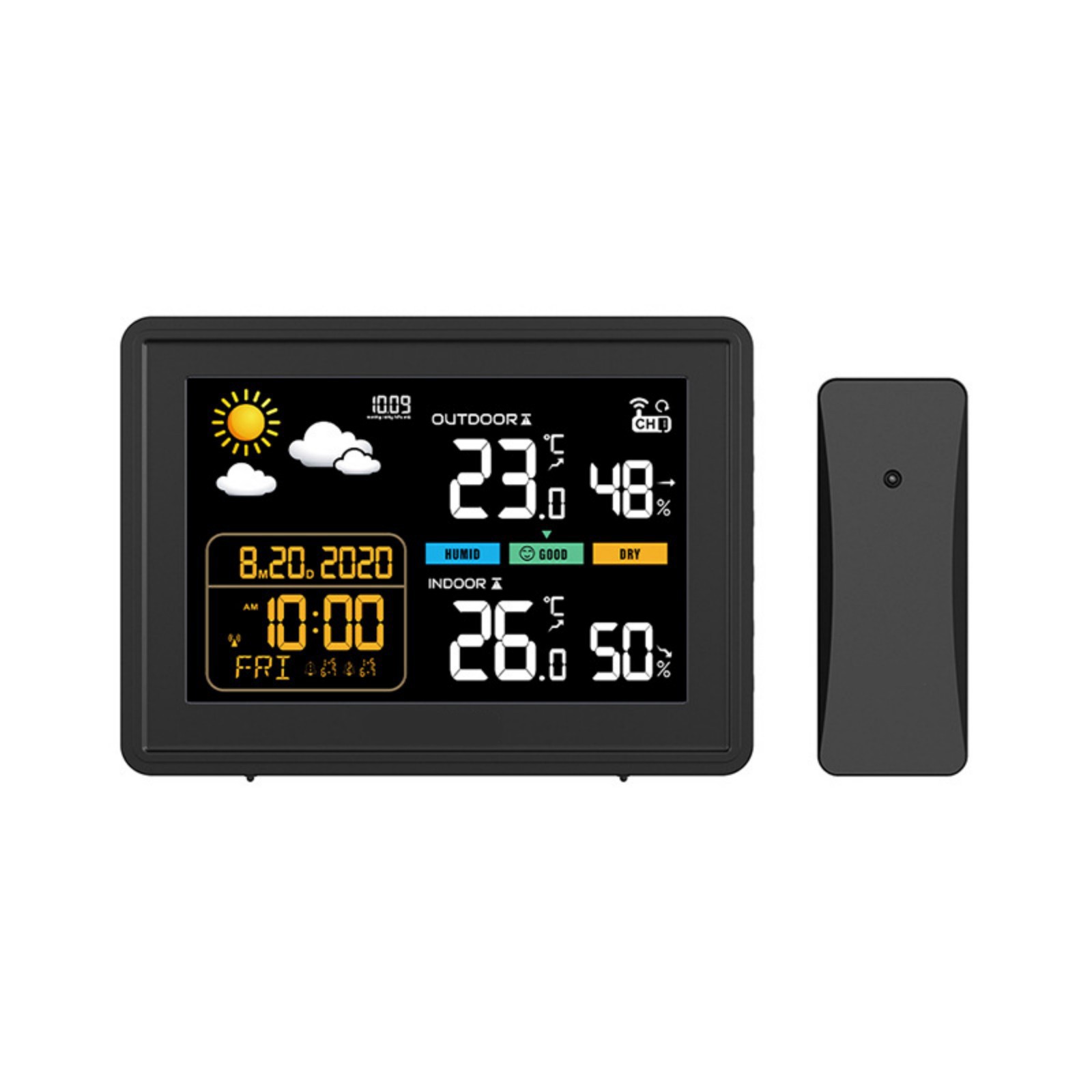 Digital Temperature Humidity Meter with Alarm Clock, Desktop Hygrometer for Home Office LCD Display