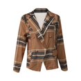 thumbnail image 5 of Dezsed Women's Blazer Suit Clearance Women Business Attire Plaid Printed Long Sleeve Button Slimming Cardigan Coat Top Khaki S, 5 of 5