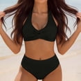 thumbnail image 6 of Gamivast High Waisted Bikini Sets for Women 2 Piece Swimsuit Halter Neck Twist Front Push up Top Solid Bottoms Summer Beach Pool Bathing Suit, 6 of 7