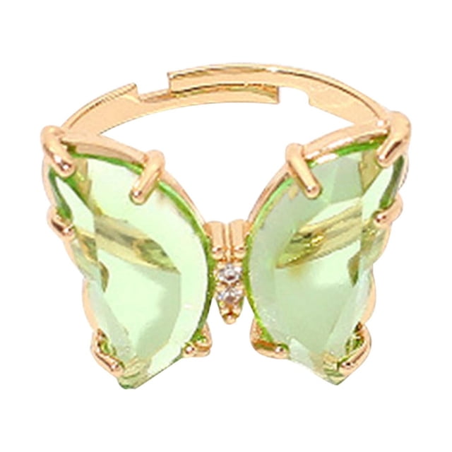 Butterfly Color Transparent Live Mouth Ring Female Ins Net Red Girl Fashion Ring