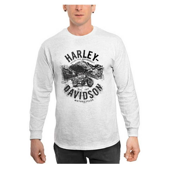 Harley-Davidson Men's Distressed Town Long Sleeve Crew-Neck Shirt - Gray (XL), Harley Davidson