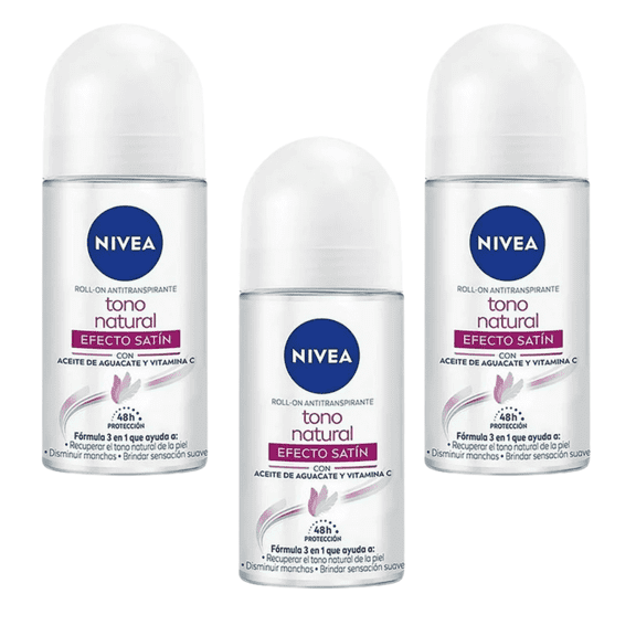 Nivea Whitening Antiperspirant Roll On Deodorant 3 Pack Combo, 50ml/Natural tone, 48 Hour Protection