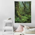 thumbnail image 4 of ONETECH  Jungle Tapestry, Monsoon Tropical Jungle Bushes Ferns Trees Vegetation Wilderness Land Scene, Wall Hanging Bedspread Bed Cover Wall Decor, Green and Brown, 4 of 7
