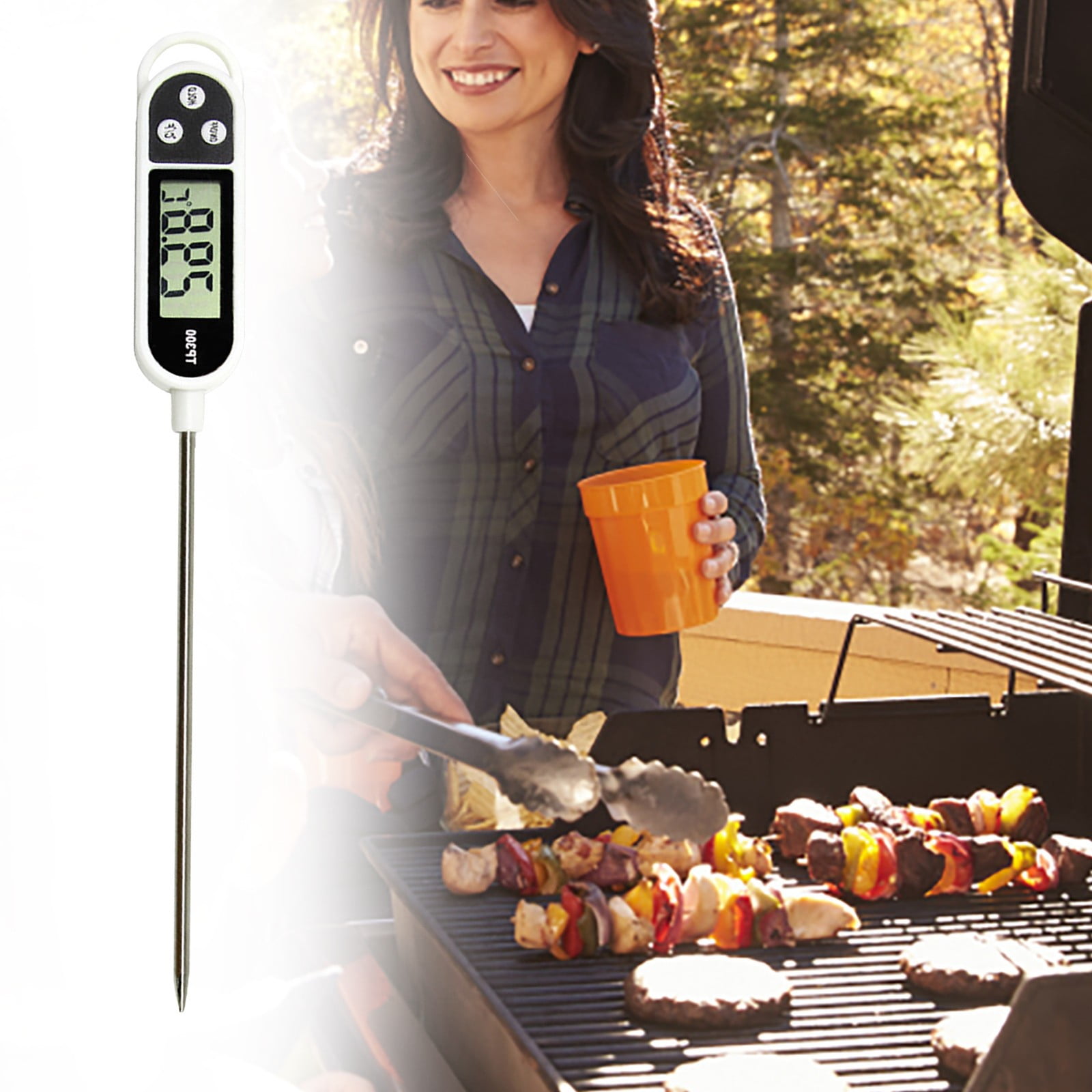 Instant Read Digital Thermometer for Cooking Food, Meat, Bread Baking,  Water and Liquid Waterproof Long Probe Temperature for Candy, BBQ Smoker  Oven