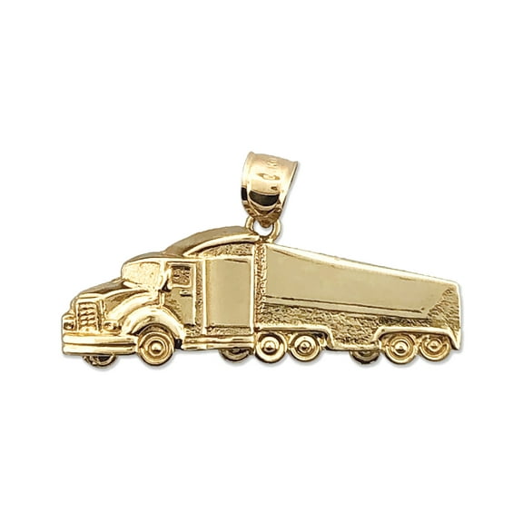 14K Gold 18 Wheeler Semi Truck Pendant