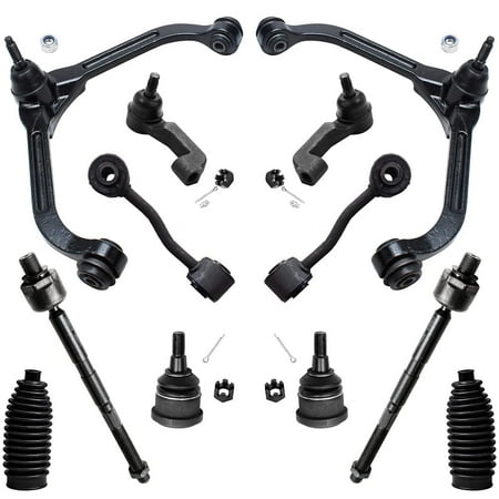 Detroit Axle - Front End 12pc Suspension Kit for Jeep Liberty 2006-2007, 2 Upper Control Arms w/Ball Joints 2 Lower Ball Joints 2 Sway Bar Links 4 Tie Rods, 2 Boots, Replacement