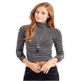 thumbnail image 1 of Aeropostale Playera grÃ¡fica ajustada a rayas para mujer, negra, grande Aeropostale Camiseta grÃ¡fica, 1 of 2