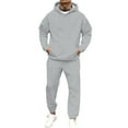 thumbnail image 2 of Hearthz Sweatsuits for Men 2 Piece Winter Fleece Hoodies and Cargo Sweatpants Set Drawstring Elastic Waisted Straight Leg Mens Sweatsuits with Kangaroo Pocket, 2 of 7