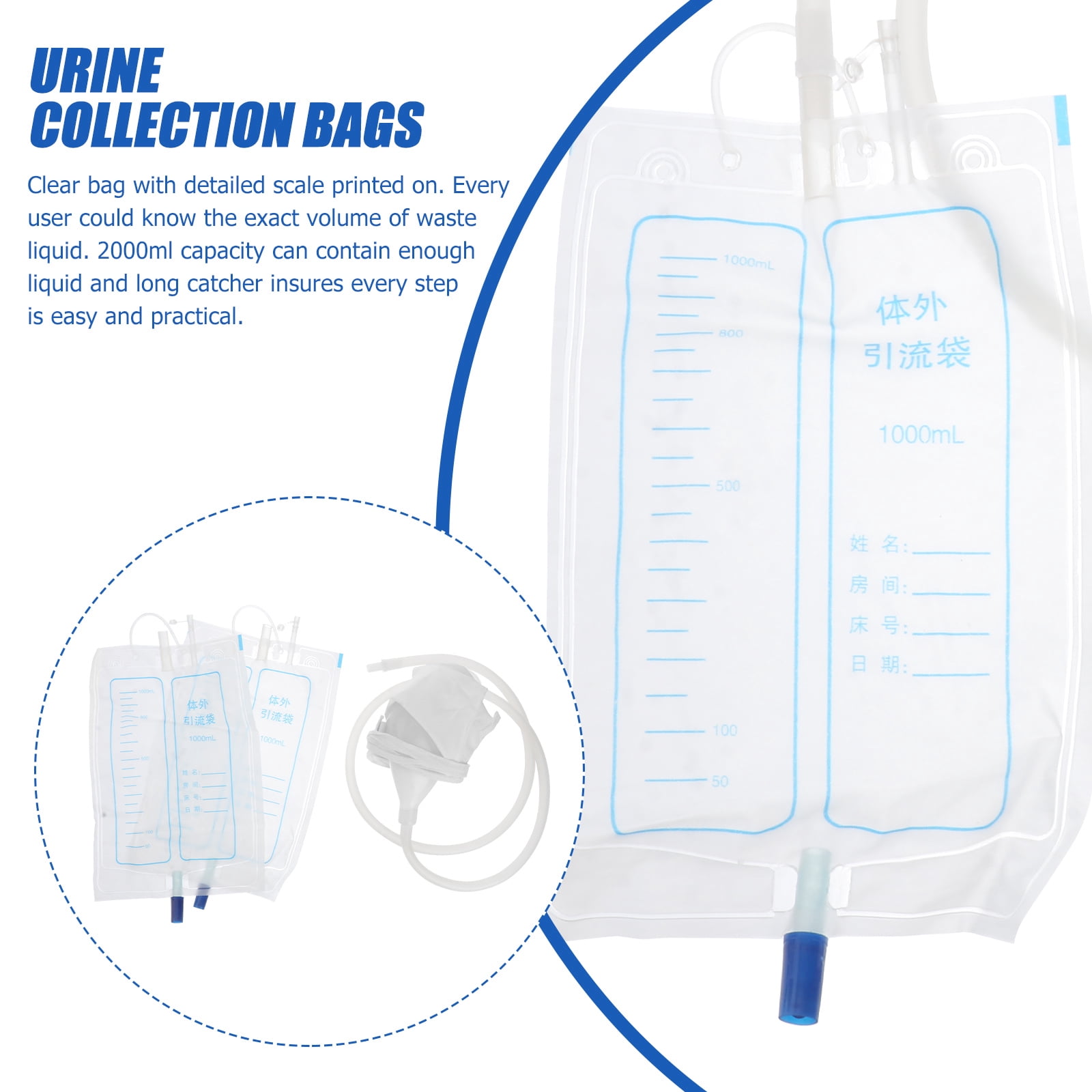 Men's Urine Collector Cateter Man Drain Bag Urinal The Male Elderly