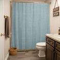 thumbnail image 5 of Xipuska Vintage Haze Blue Shower Curtain - Water Repellent Fabric Shower Curtains Washable, Farmhouse Retro Solid Color Linen Texture Decorative Cloth Bathroom Curtains Modern Bath Decor 72"x78", 5 of 6