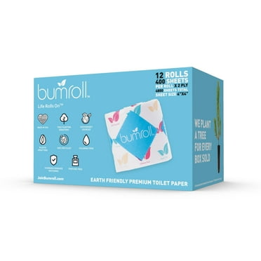 Bumroll USA, 12 Premium Earth Friendly Recycled Toilet Paper Rolls - Soft, Absorbent & Eco-Friendly Bathrooms Tissue Rolls for Home & Office - Septic Safe & RV-Friendly - Bulk Toilet Paper