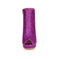 thumbnail image 6 of BLISSFUL STEP Women's Glitter Peep Toe Platform Block High Heel Boots Purple 7, 6 of 7