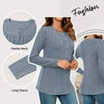 thumbnail image 3 of TEMOFON Womens Long Sleeve Tops Fall Dressy Casual Crew Neck Henley Shirts Lightweight Soft Sweaters Loose Pullover Tops M, 3 of 9