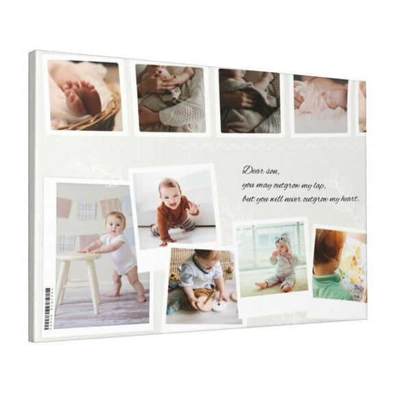 Custom Canvas Prints Grey Minimalist Baby Personalized Photo Image Collage DIY Framed Kit Wall Art Picture Room Decor 16x20 inch