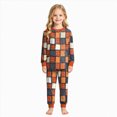 thumbnail image 2 of UAYOTSE Children Halloween Plaid Pajama Outfit Long‑Sleeve Shirt and Elastic Ankle Pants Vintage Checkered Fall Sleep Set for Kids Size 8-9 Years, 2 of 9