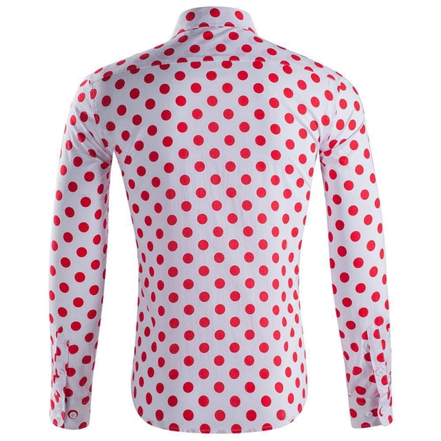Camisa de Manga Larga Con Estampado de Lunares Para Hombre Camisa Informal Formal Con Botones Odeerbi ODB-6